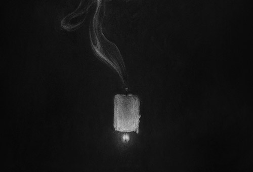 Black and white surrealistic drawing