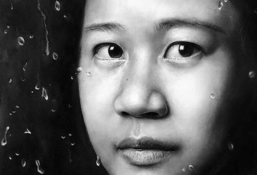 Melissa No.1 - realistic portrait of a beautiful girl. Charcoal drawing.