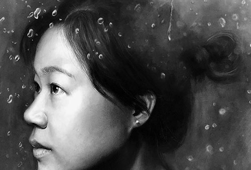 Melissa No.2 - realistic portrait of a beautiful girl. Charcoal drawing.