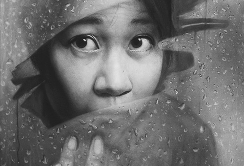 Melissa No.3 - realistic portrait of a beautiful girl. Charcoal drawing.