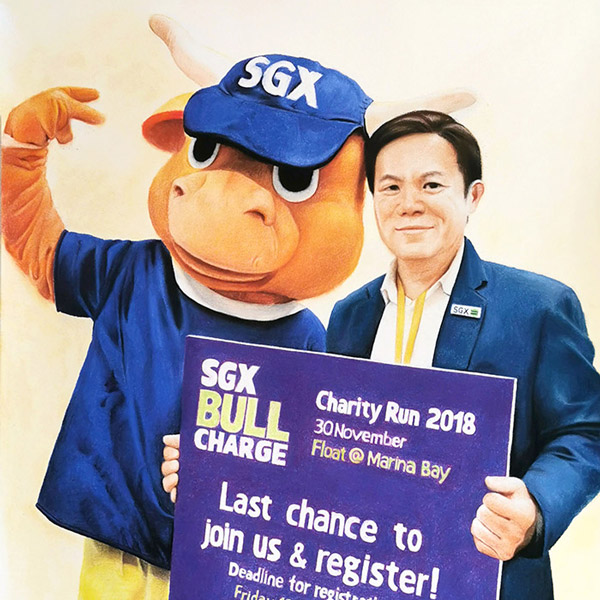 Commissioned portrait drawing as coporate farewell gift