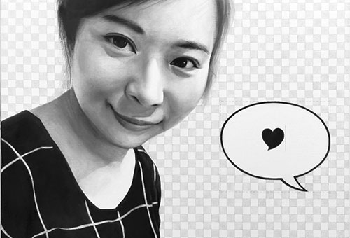 portrait drawing of a beautiful mum