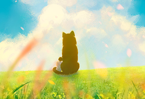 digital illustration, children's art， Hayao Miyazaki style