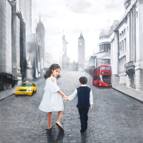 children portrait oil painting