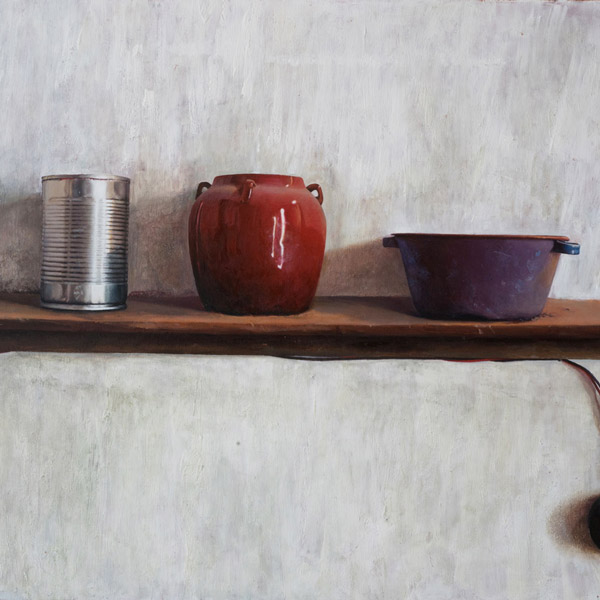 Still life drawing of an old kitchen. Reference photo from Chinatown Heritage Centre