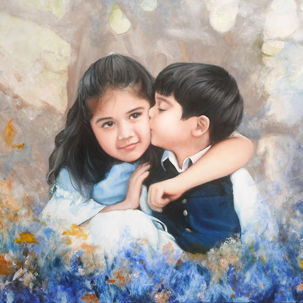 children portrait oil painting