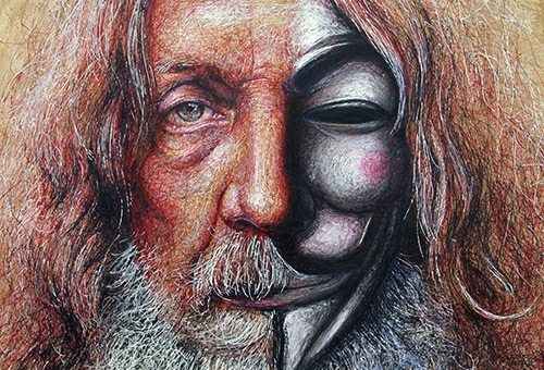 Alan Moore - Scribbling art of celebrity portraits by Singapore contemporary artist Liu Ling