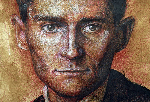 Franz Kafka - pen art of celebrity illustration by Singapore contemporary portrait artist Liu Ling